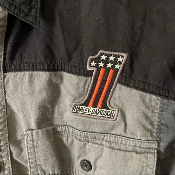 Vintage Y2K Harley Davidson Embroidered Double Pocket Button Up Shirt Size M - Picture 2 of 6